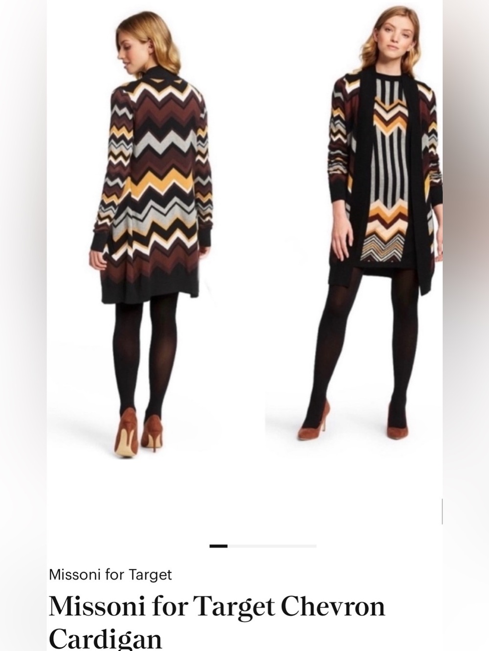 Missoni Chevron Knit Cardigan in Black, Brown, Gray, Mustard